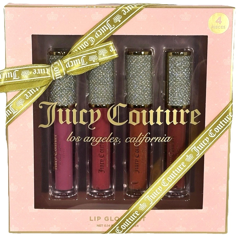 Juicy Couture Lip Gloss Set Women 4pc Berry Watermelon Clementine Cocoa New Gift